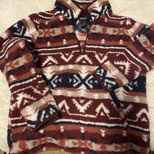 Wrangler Retro Southwestern Print Quarter-Zip Sherpa Pullover
